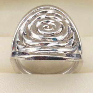 CFJ Thailand Heavy Sterling Silver 925 Modernist Swirl Ring Sz. 9.5 - 12.5 grams